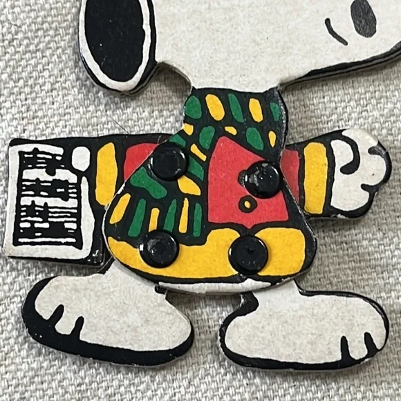 Articulated Snoopy Christmas Ornament Thick Paper Vintage - Picture 3 of 6
